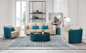 European Furniture - Makassar Sofa Beige & Blue Italian Leather - EF-52554-S - GreatFurnitureDeal