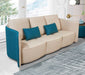 European Furniture - Makassar Sofa Beige & Blue Italian Leather - EF-52554-S - GreatFurnitureDeal