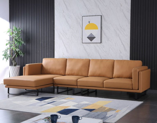 European Furniture - Fidelio Left Facing Sectional Cognac Italian Leather - EF-58667L-2LHF - GreatFurnitureDeal