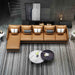European Furniture - Icaro Mansion RHF Sectional Cognac & Gray Italian Leather - EF-64436L-5LHF - GreatFurnitureDeal