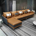 European Furniture - Icaro Mansion RHF Sectional Cognac & Gray Italian Leather - EF-64436L-5LHF - GreatFurnitureDeal