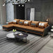 European Furniture - Icaro Mansion RHF Sectional Cognac & Gray Italian Leather - EF-64436L-5LHF - GreatFurnitureDeal