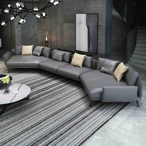 European Furniture - Venere Mansion Sectional Gray Italian Leather - EF-65553-6S - GreatFurnitureDeal