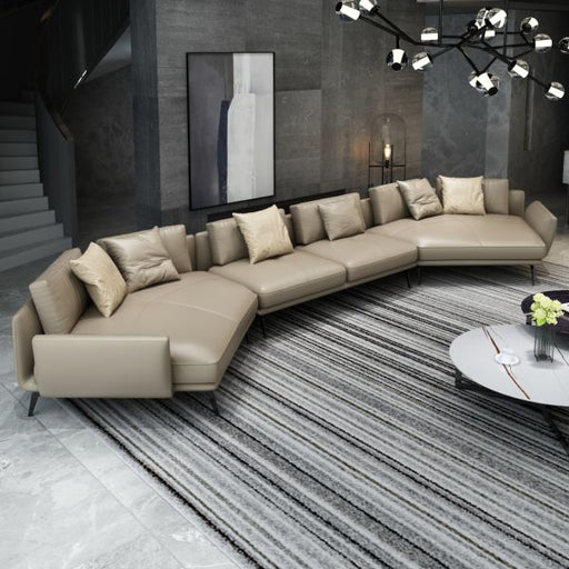 European Furniture - Venere Mansion Sectional Tan Italian Leather - EF-65555-6S - GreatFurnitureDeal