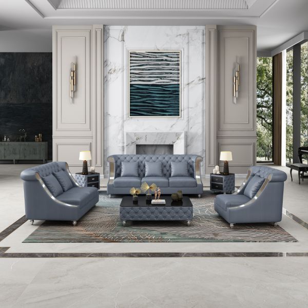European Furniture - Mayfair Chair Premium Gray Italian Leather - EF-90281-C - GreatFurnitureDeal