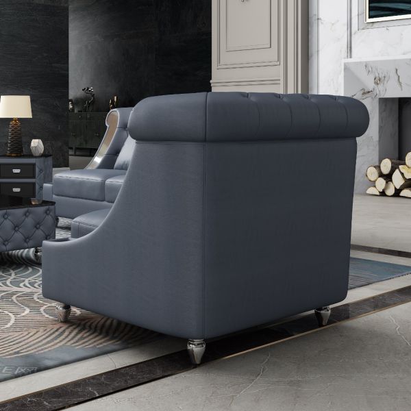 European Furniture - Mayfair Chair Premium Gray Italian Leather - EF-90281-C - GreatFurnitureDeal