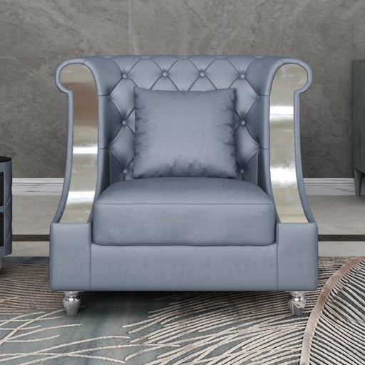 European Furniture - Mayfair Chair Premium Gray Italian Leather - EF-90281-C - GreatFurnitureDeal