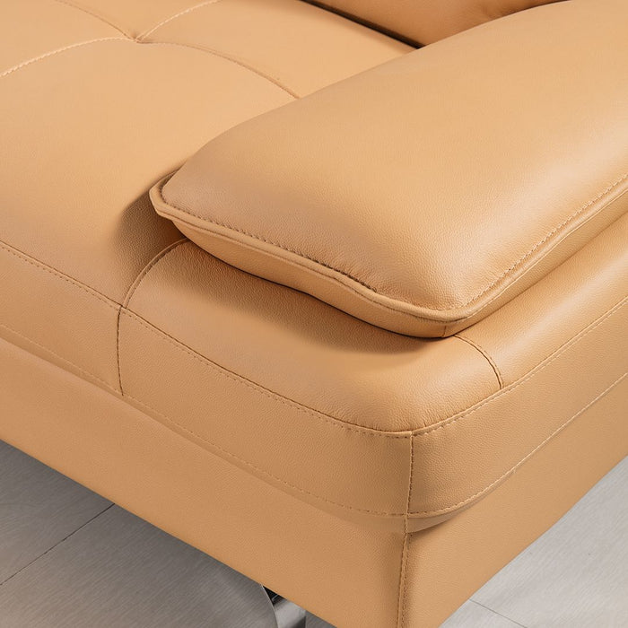American Eagle Furniture - EK-B109 Yellow Genuine Leather Loveseat - EK-B109-YO-LS - GreatFurnitureDeal