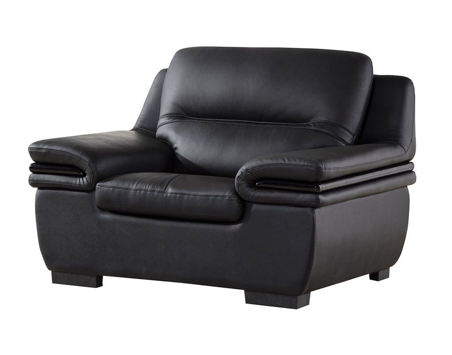 American Eagle Furniture - EK-B113 Black Genuine Leather Chair - EK-B113-BK-CHR