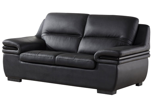 American Eagle Furniture - EK-B113 Black Genuine Leather Loveseat - EK-B113-BK-LS - GreatFurnitureDeal