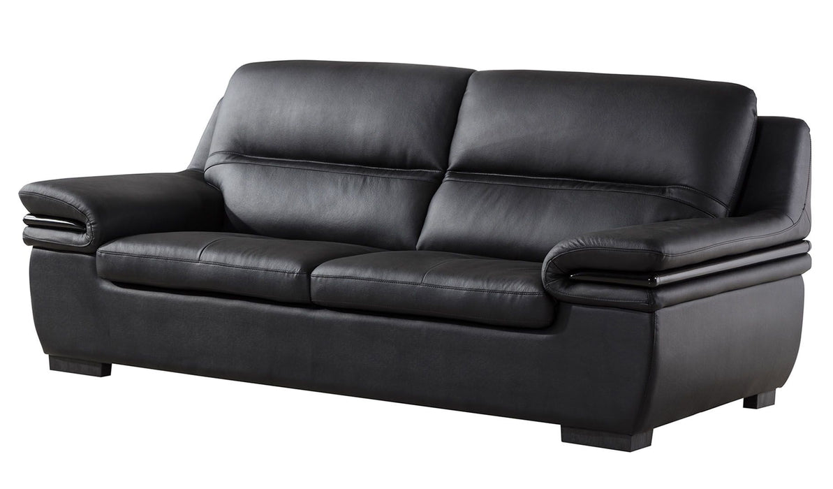 American Eagle Furniture - EK-B113 Black Genuine Leather Sofa - EK-B113-BK-SF