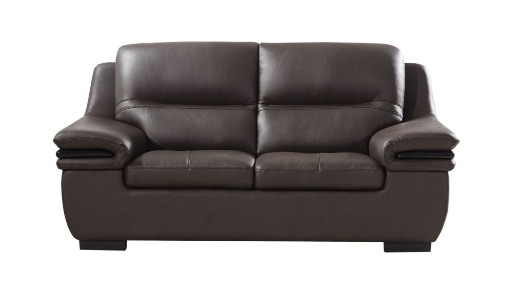 American Eagle Furniture - EK-B113 Dark Chocolate Genuine Leather Loveseat - EK-B113-DC-LS