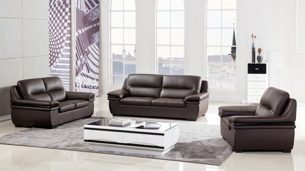American Eagle Furniture - EK-B113 Dark Chocolate Genuine Leather Sofa - EK-B113-DC-SF - GreatFurnitureDeal