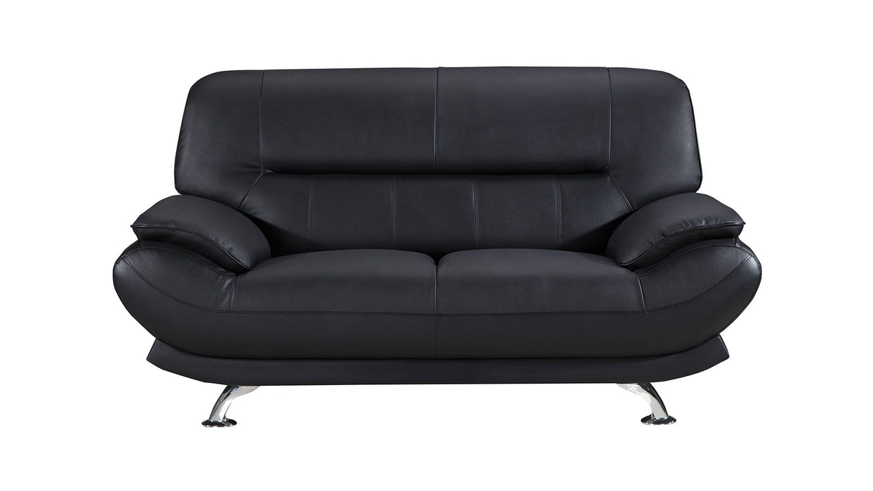 American Eagle Furniture - EK-B118 Black Genuine Leather 2 Piece Sofa Set - EK-B118-BK- SL - GreatFurnitureDeal