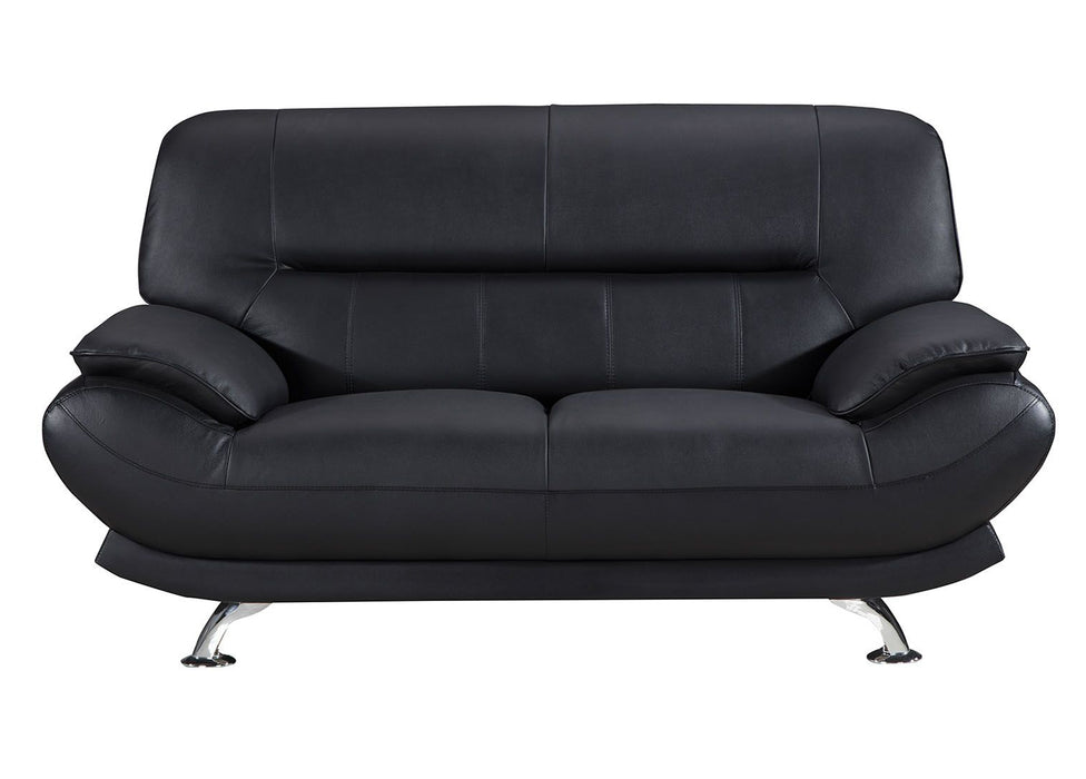 American Eagle Furniture - EK-B118 Black Genuine Leather Loveseat - EK-B118-BK-LS