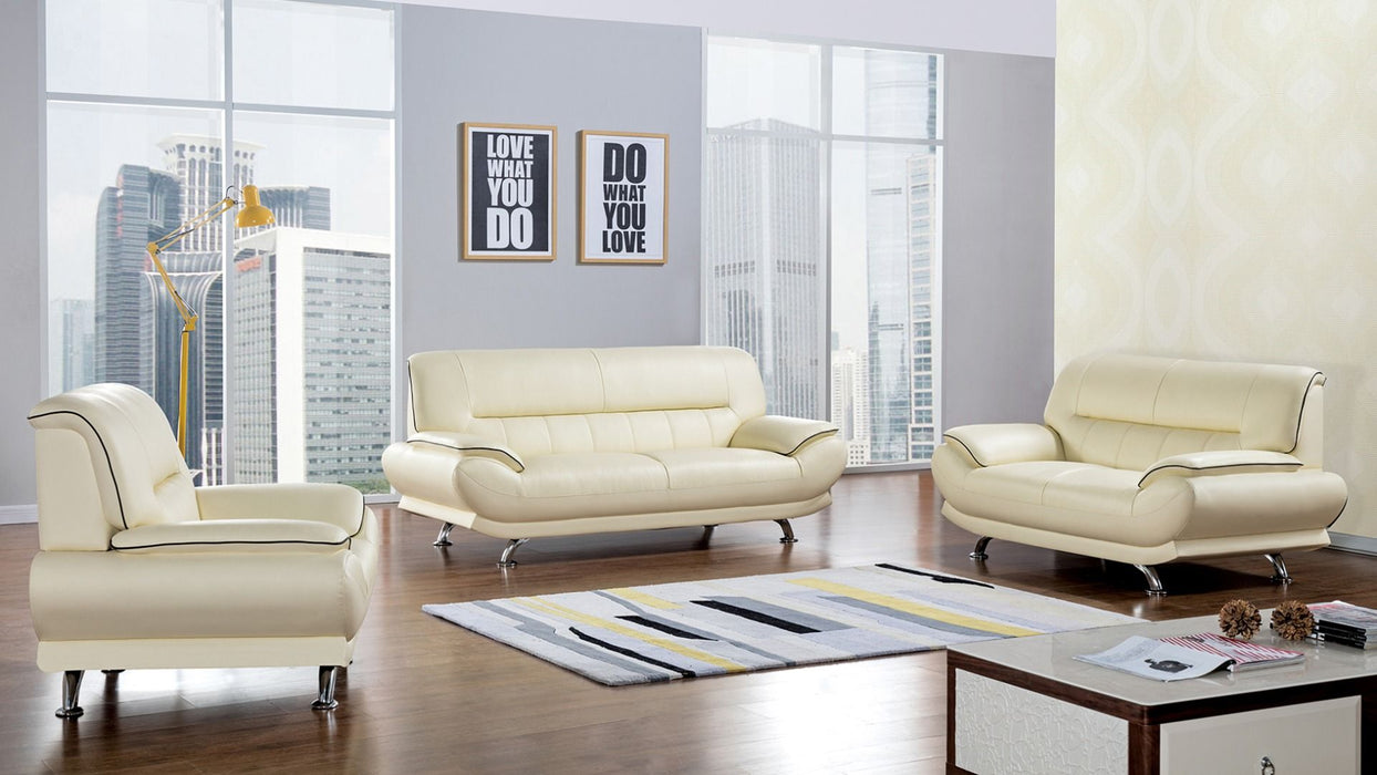 American Eagle Furniture - EK-B118 Ivory Genuine Leather 3 Piece Living Room Set - EK-B118-IV - SLC - GreatFurnitureDeal