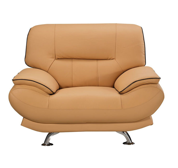 American Eagle Furniture - EK-B118 Yellow Genuine Leather Chair - EK-B118-YO-CHR - GreatFurnitureDeal