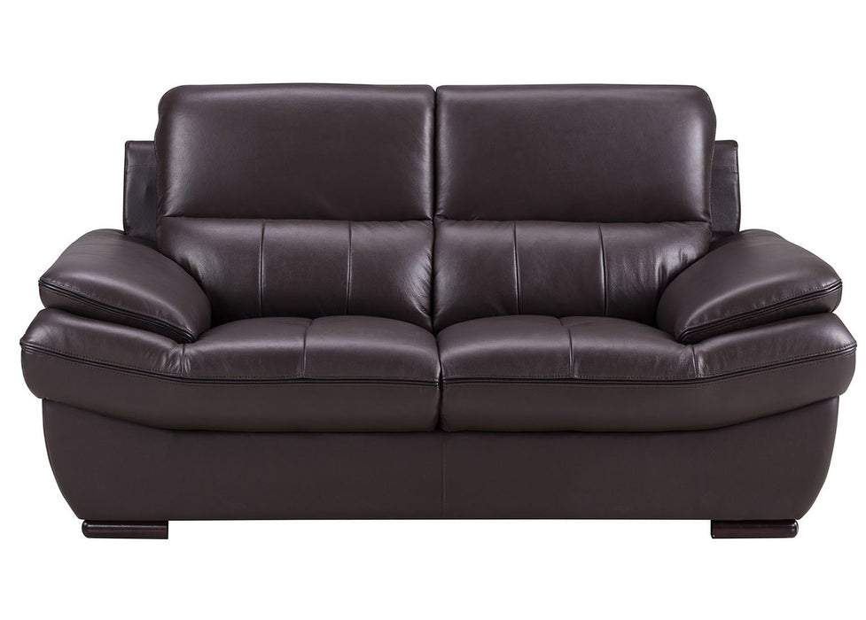 American Eagle Furniture - EK-B305 Dark Chocolate Genuine Leather Loveseat - EK-B305-DC-LS