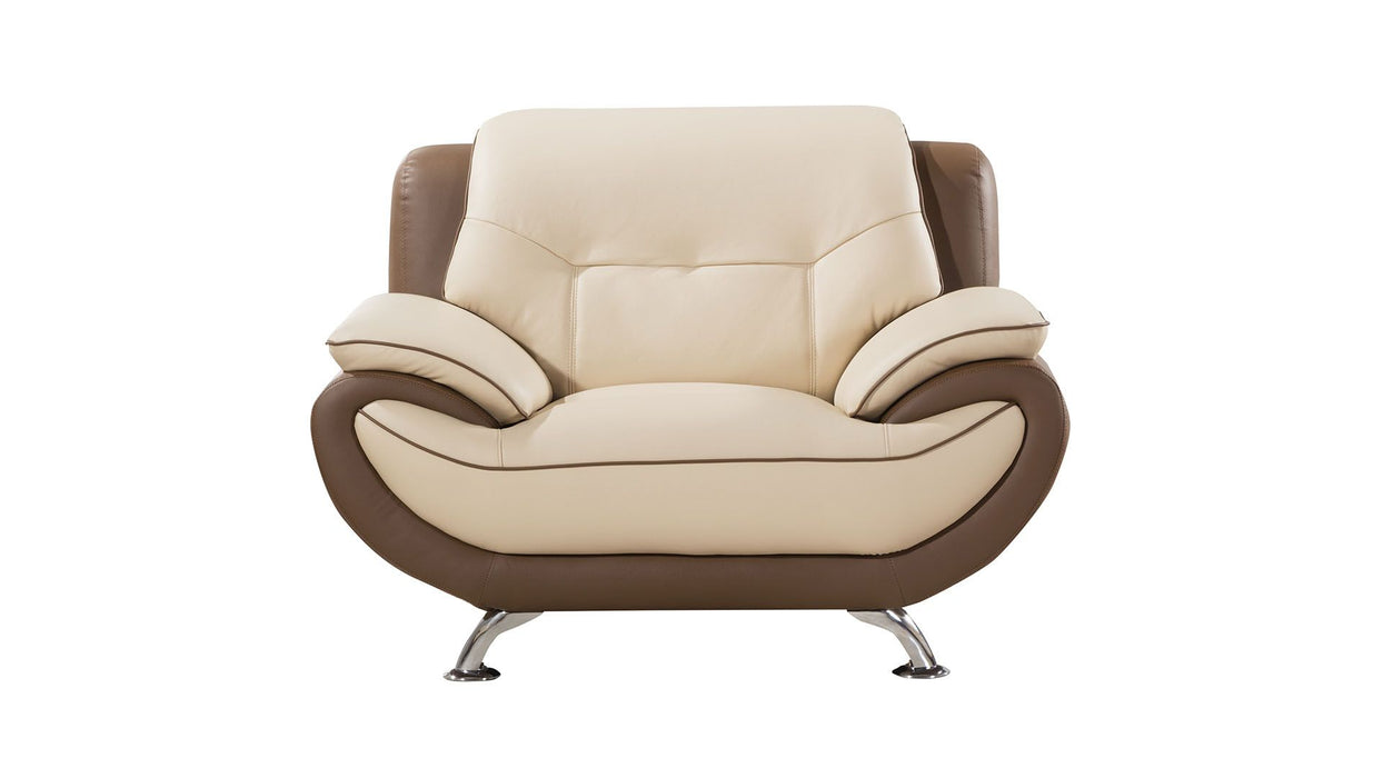 American Eagle Furniture - EK9600 Cream and Taupe Genuine Leather Chair - EK9600-CRM.TPE-CHR