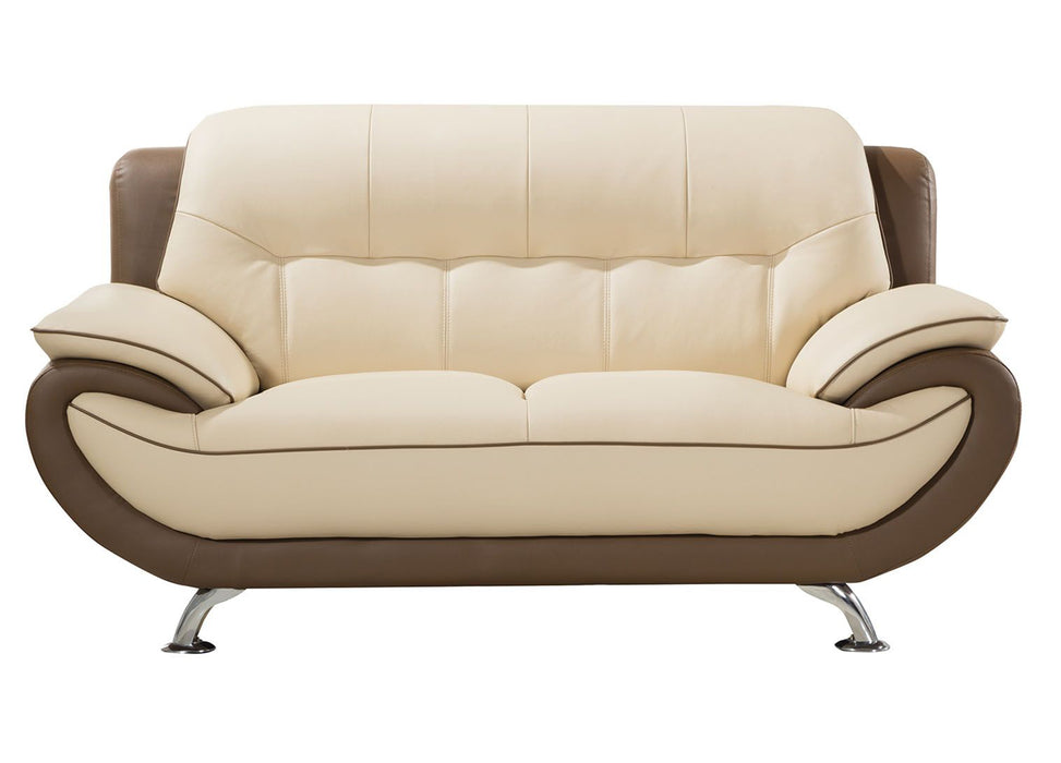 American Eagle Furniture - EK9608 Cream and Taupe Genuine Leather 3 Piece Living Room Set - EK9608-CRM.TPE-SLC