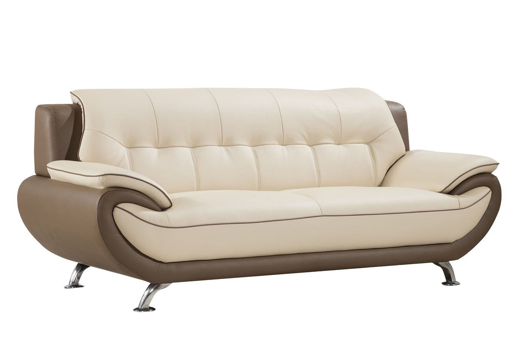 American Eagle Furniture - EK9608 Cream and Taupe Genuine Leather 3 Piece Living Room Set - EK9608-CRM.TPE-SLC - GreatFurnitureDeal