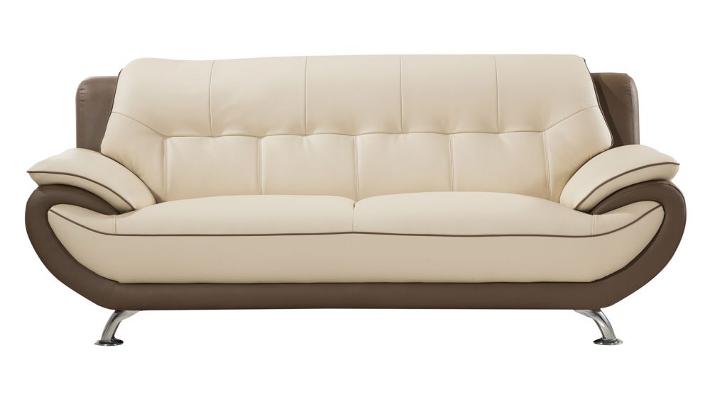 American Eagle Furniture - EK9600 Cream and Taupe Genuine Leather 2 Piece Sofa Set - EK9600-CRM.TPE-SL - GreatFurnitureDeal