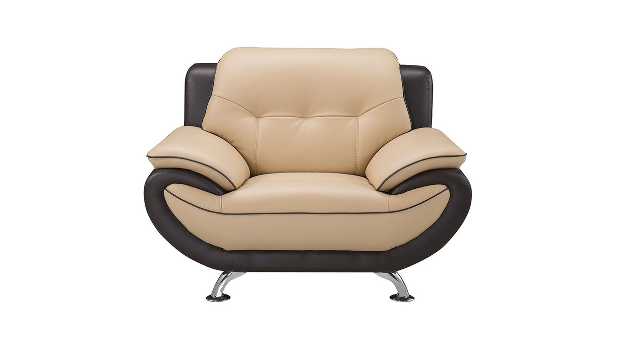 American Eagle Furniture - EK9600 Yellow and Brown Genuine Leather Chair - EK9600-YO.BR-CHR - GreatFurnitureDeal