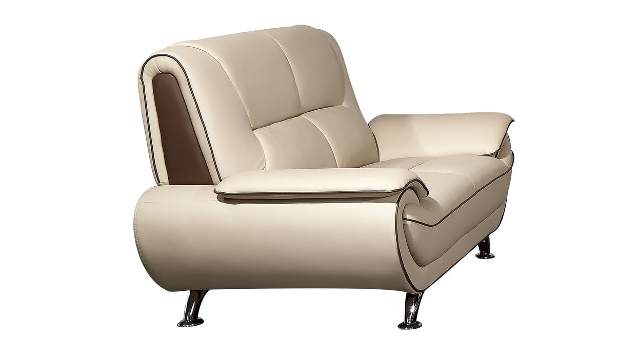 American Eagle Furniture - EK9608 Cream Genuine Leather Loveseat - EK9608-CRM.TPE-LS - GreatFurnitureDeal