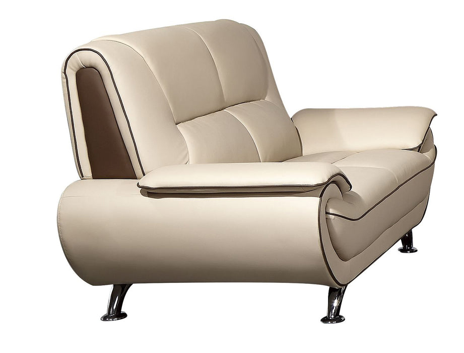 American Eagle Furniture - EK9608 Cream Genuine Leather 3 Piece Living Room Set - EK9608-CRM.TPE-SLC - GreatFurnitureDeal