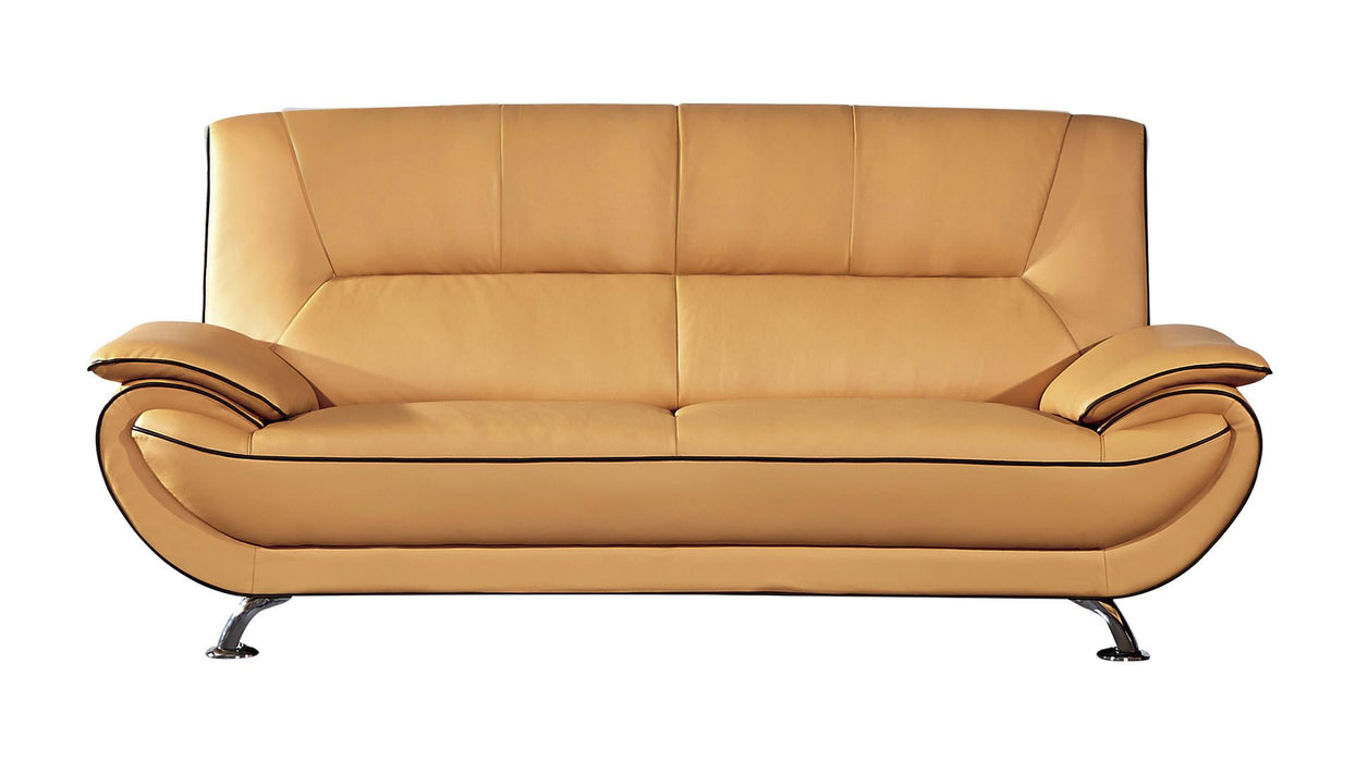 American Eagle Furniture - EK9608 Yellow Genuine Leather Sofa - EK9608-YO.BR-SF