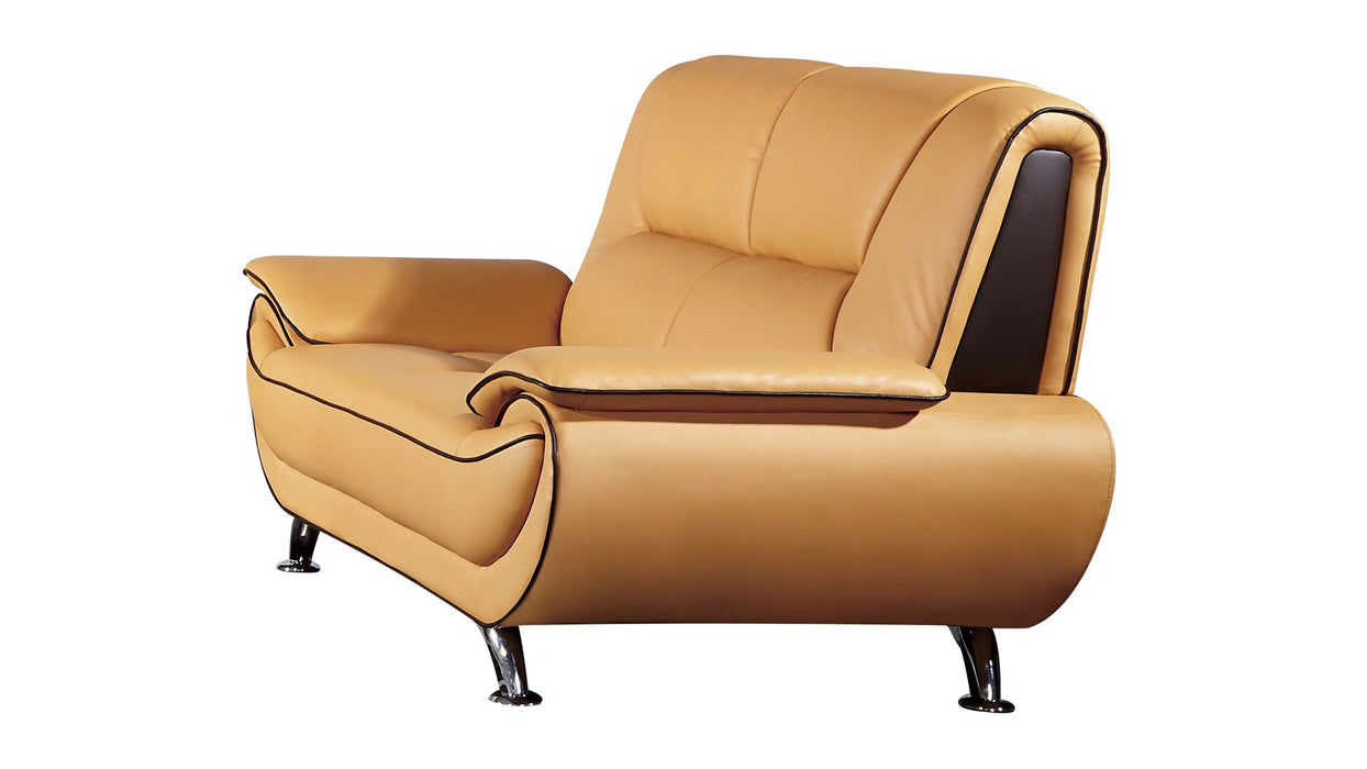 American Eagle Furniture - EK9608 Yellow Genuine Leather Loveseat - EK9608-YO.BR-LS