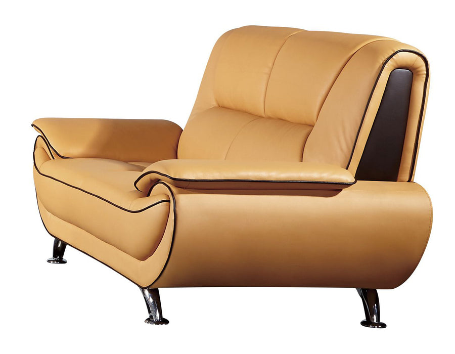 American Eagle Furniture - EK9608 Yellow Genuine Leather 2 Piece Sofa Set - EK9608-YO.BR-SL