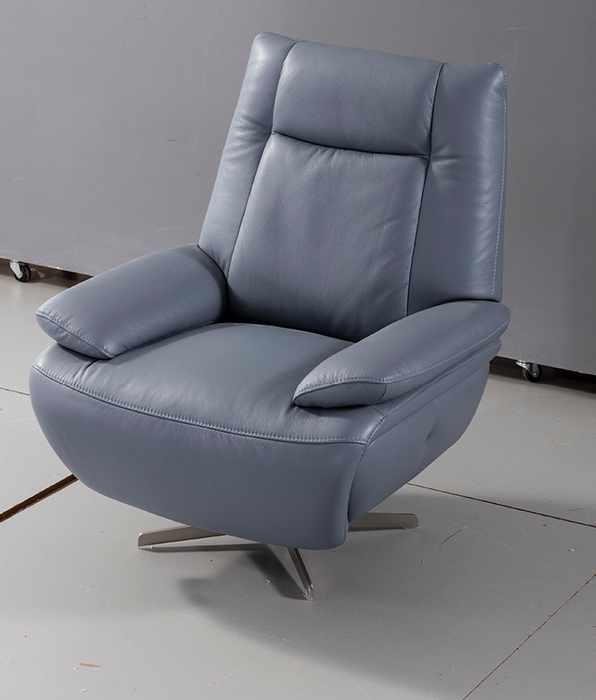 American Eagle Furniture - EK-CH10 Blue Gray Full Italian Leather Accent Chair - EK-CH10-BGY