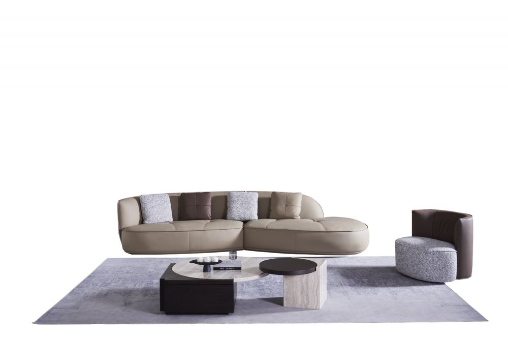 American Eagle Furniture - EK-D05 Top Grain Genuine Leather and Fabric Extra Long Sofa - EK-D05