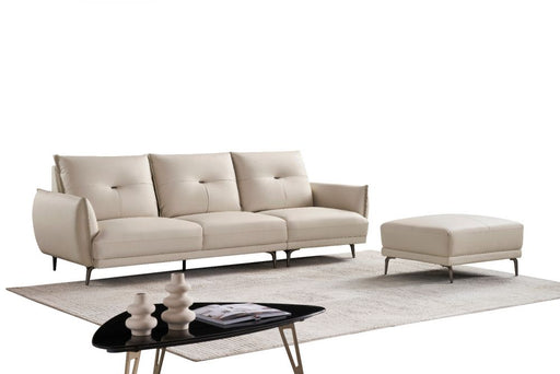American Eagle Furniture - EK-D835 Ivory Extra Long Top Grain Leather Sofa - EK-D835-IV-4S - GreatFurnitureDeal
