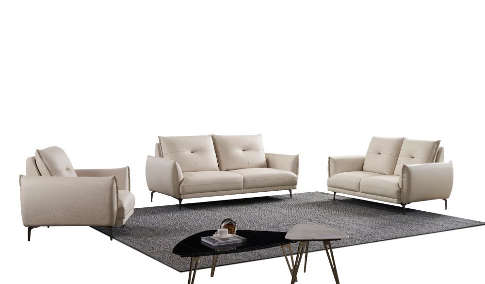 American Eagle Furniture - EK-D835 Ivory Genuine Top Grain Leather Chair - EK-D835-IV-CHR