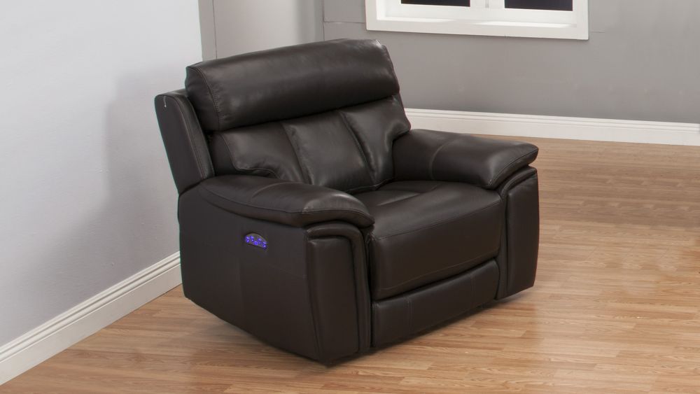 American Eagle Furniture - EK-H512 Dark Brown Top-grain Cow Hide Electric Recliner Chair - EK-H512-DB-CHR