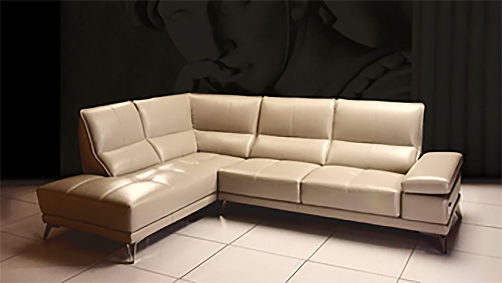 American Eagle Furniture - EK-L692 Beige Italian Leather Sectional - Right Sitting - EK-L692R-BE