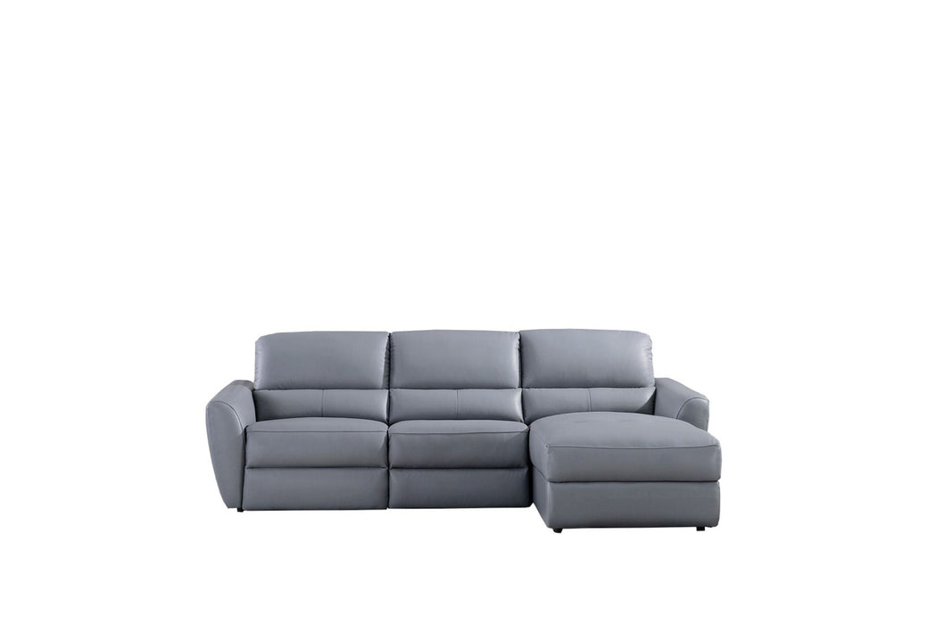 American Eagle Furniture - EK-L8001 Blue Gray Top-grain Italian Leather Sectional Sofa Set - Left Sitting Chaise - EK-L8001L-BGY - GreatFurnitureDeal