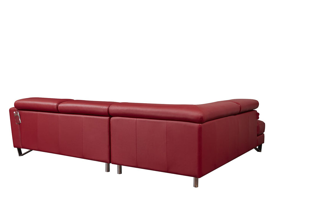 American Eagle Furniture - EK-L8010 Red Right Sitting Genuine Leather Sectional - EK-L8010R-RED