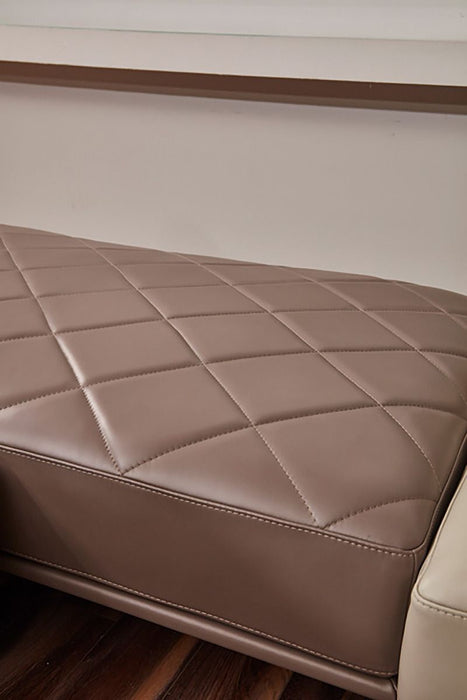 American Eagle Furniture - EK-L8011 Light Gray & Taupe Full Leather Sectional - EK-L8011M-LG/TPE