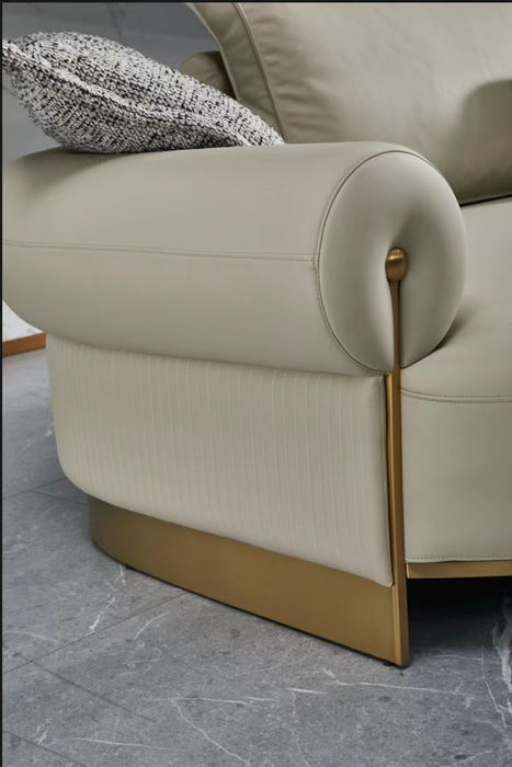 American Eagle Furniture - EK-LY1002 Olive Gray Top Grain Genuine Leather Sectiona Sofa Set - Right Sitting - EK-LY1002 - GreatFurnitureDeal