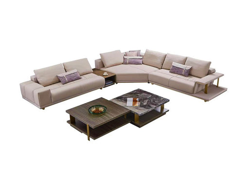 American Eagle Furniture - EK-LY1003L Pinkish Gray Top Grain Genuine Leather Sectional Sofa Set - Left Sitting - EK-LY1003L - GreatFurnitureDeal