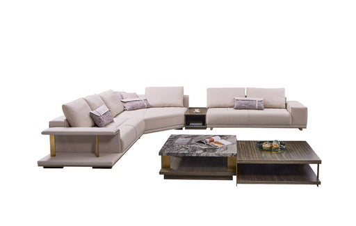 American Eagle Furniture - EK-LY1003R Pinkish Gray Top Grain Genuine Leather Sectional Sofa Set - Right Sitting - EK-LY1003R - GreatFurnitureDeal