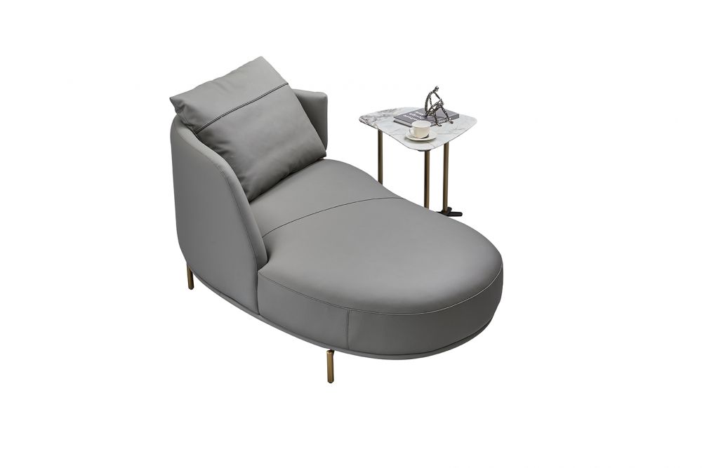 American Eagle Furniture - EK-Y1000 Top Grain Genuine Leather Chaise in Taupe - EK-Y1000R-TPE
