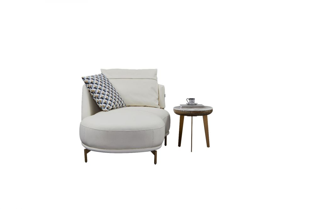 American Eagle Furniture - EK-Y1000 Top Grain Genuine Leather Chaise in off white - EK-Y1000R-IV