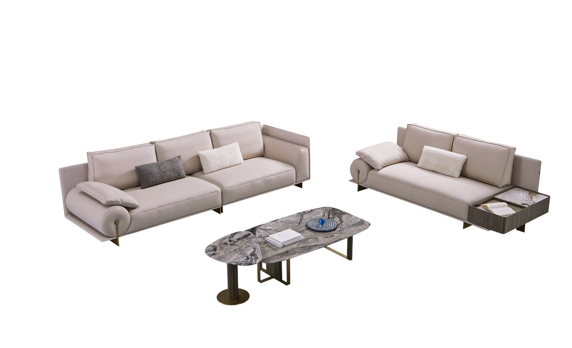 American Eagle Furniture - EK-Y1001-4S Pinkish Gray Top Grain Leather Extra Long Sofa - EK-Y1001-4S