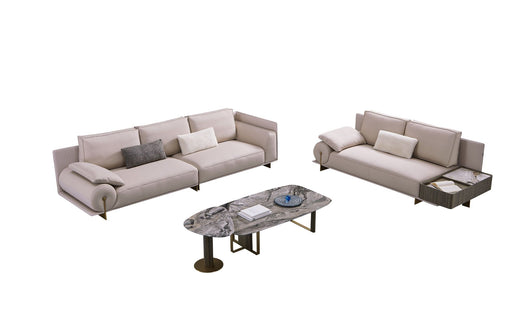 American Eagle Furniture - EK-Y1001-4S Pinkish Gray Top Grain Leather Extra Long Sofa - EK-Y1001-4S - GreatFurnitureDeal