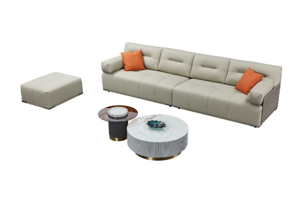 American Eagle Furniture - EK-Y1006 Extra Long Light Gray Sofa with Ottoman - EK-Y1006-LG-4S
