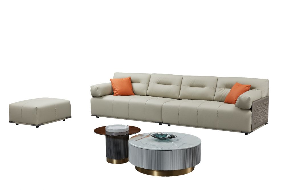 American Eagle Furniture - EK-Y1006 Extra Long Light Gray Sofa with Ottoman - EK-Y1006-LG-4S - GreatFurnitureDeal